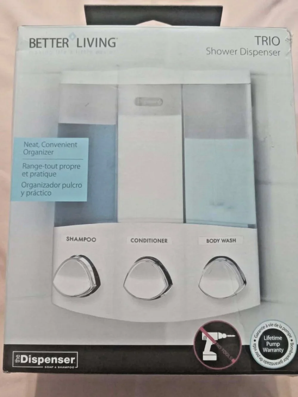 Better Living, 3 Chamber, Shower Soap, Shampoo Dispenser, White